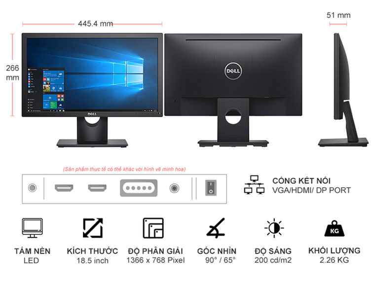 Monitor, LCD Dell, 1916HV, 18.5 Inch, Wide HD